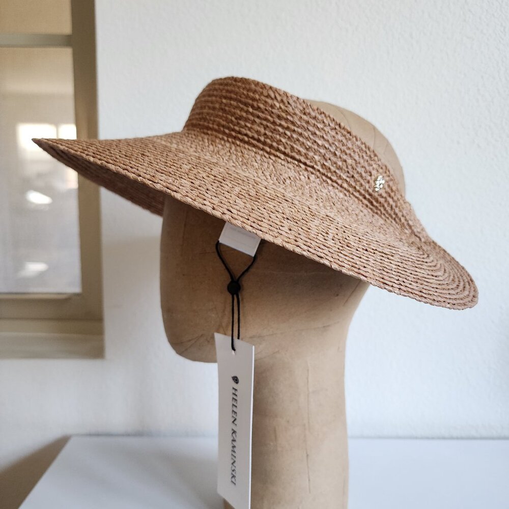 NWT - Helen Kaminski Maris Raffia Visor Hat - Nougat👒 #11957